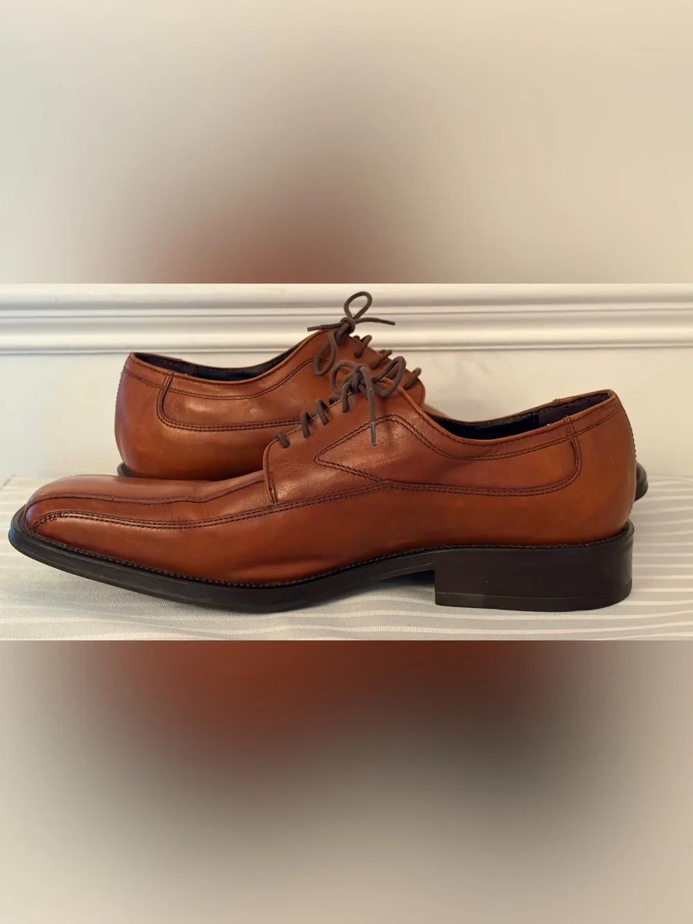 Reaction By Kenneth Cole Cognac Brown Oxford Dress Shoes W03214 Size 10 EUC